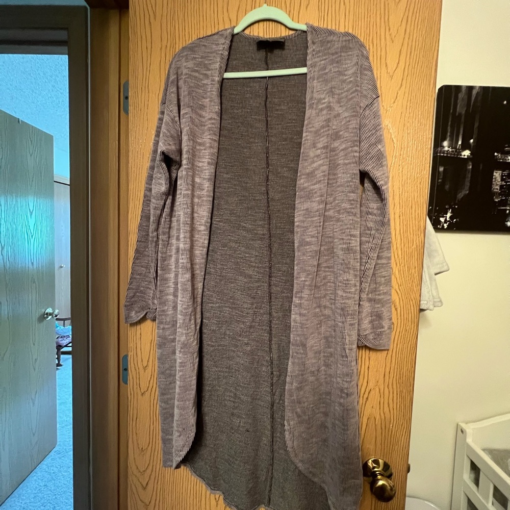 Anthropologie Gray Knit Cardigan with Ribbed Cuffs